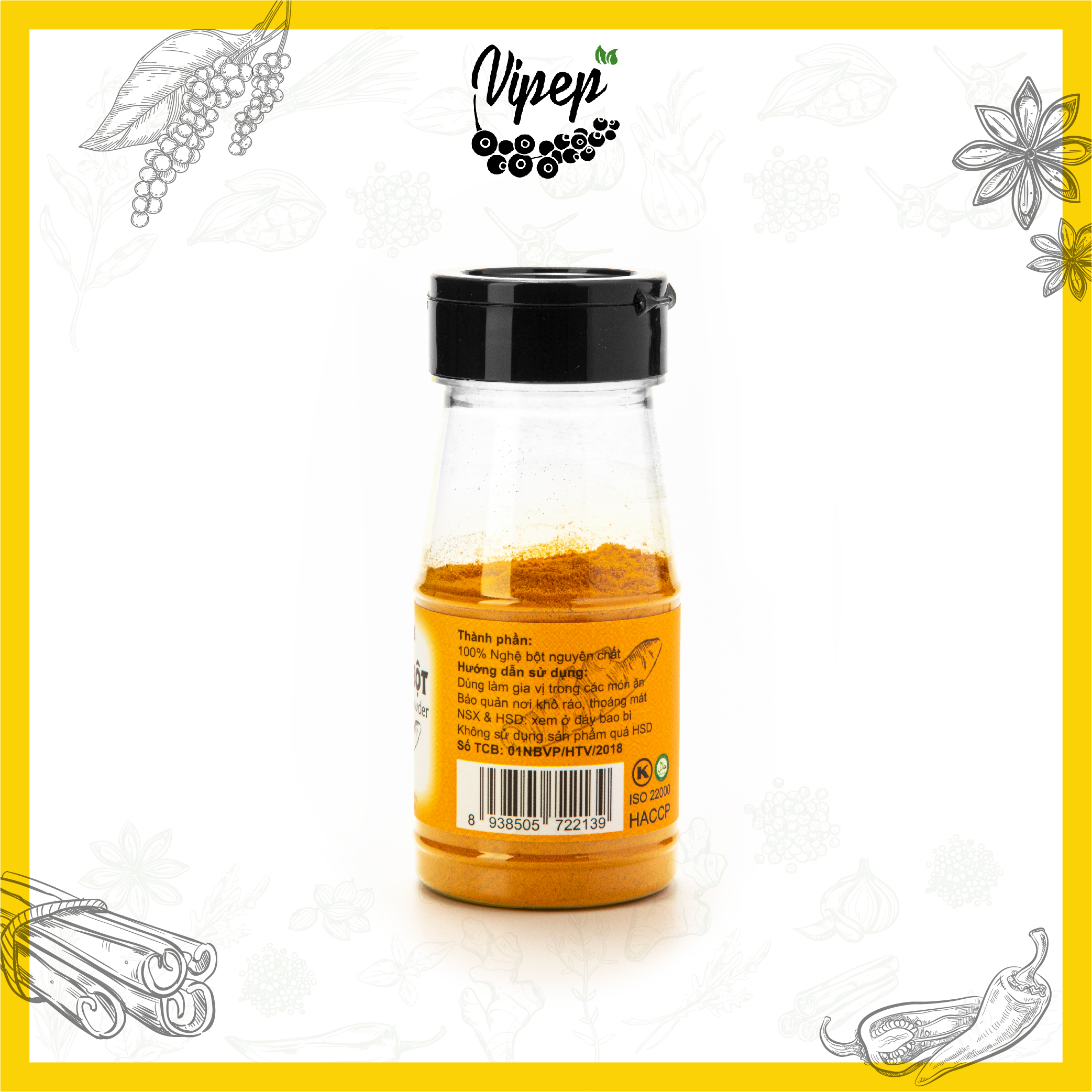Nghệ Bột Tự Nhiên Vipep Hũ Nhựa 35g - Gia vị Vipep