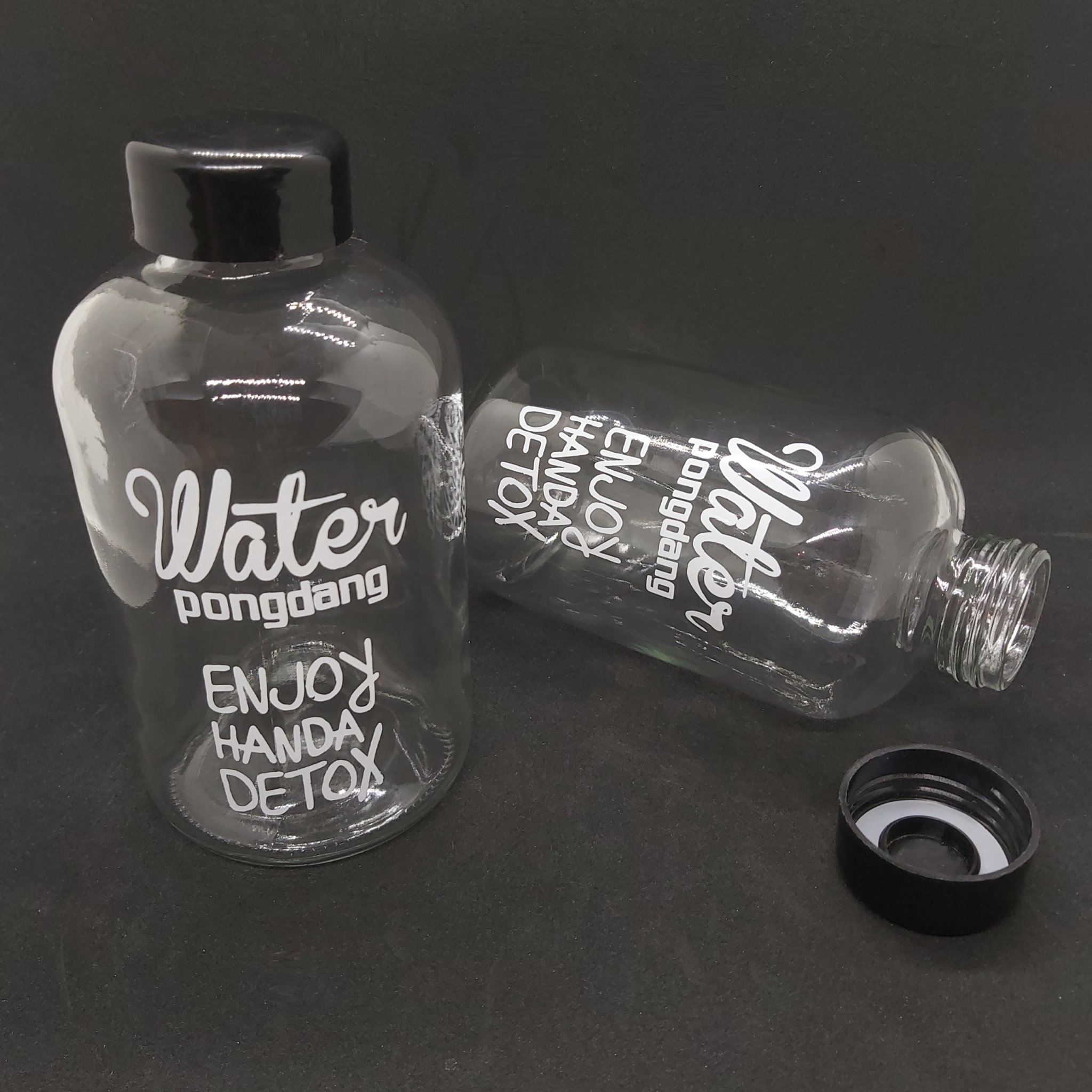 Bình Nước Thủy Tinh 600ML detox (combo 6 cái) - nắp nhựa ron cao su - Chai Đựng Nước Thủy Tinh - Bình Detox - Chai Đựng Trà Sữa