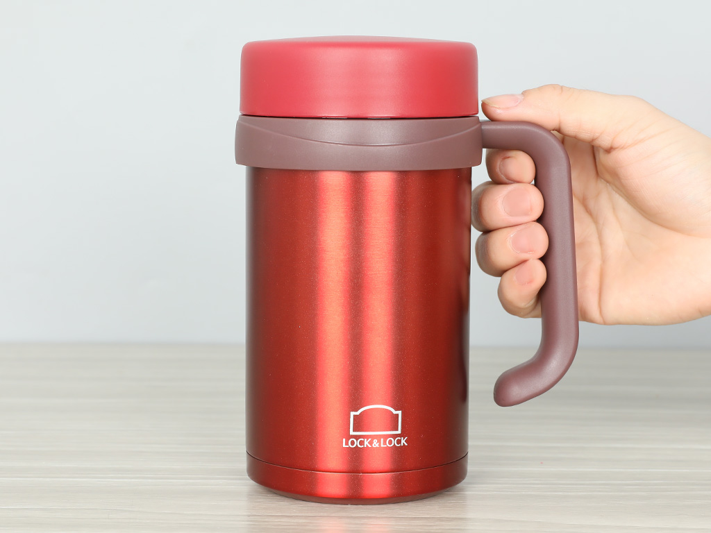 Bình Giữ Nhiệt Lock&amp;Lock New Basic Table màu đỏ LHC4026RR 500ml - Hàng chính hãng, nắp bình 3 lớp tiện lợi - JoyMall