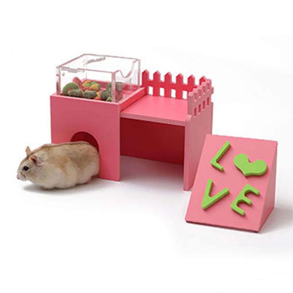 3 in 1 Hamster House Squirrel Sleeping Nest Bed Ladder Toy Feeder Bowl