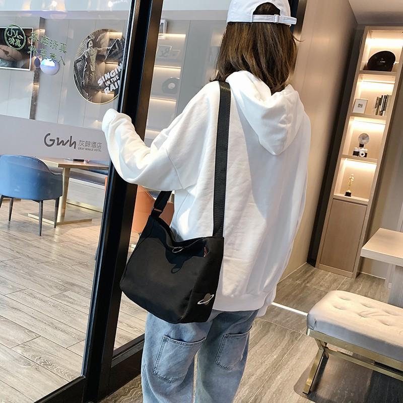 Student Idle Style Simple Crossbody Bag Canvas Bag College Student Shoulder Bag for Class