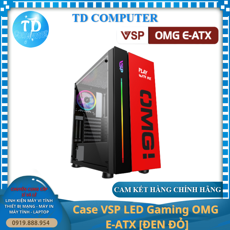 Vỏ máy tính Case VSP OMG [ĐEN ĐỎ] ~ Gaming LED E-ATX - Hàng chính hãng TECH VISION phân phối