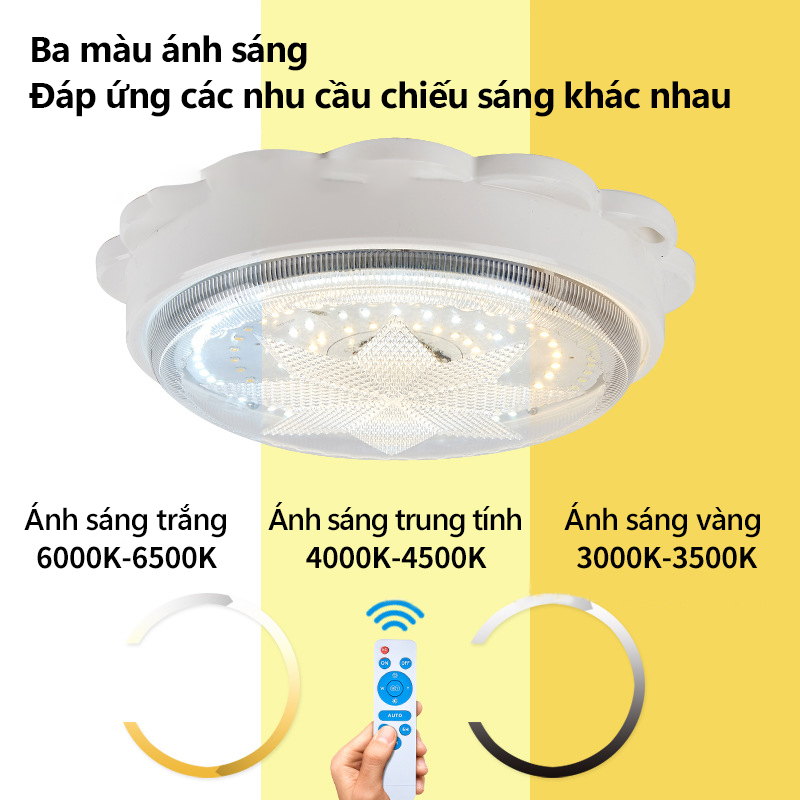 Đèn năng lượng mặt trời - đèn trần gắn trong nhà điều khiển từ xa - K1580