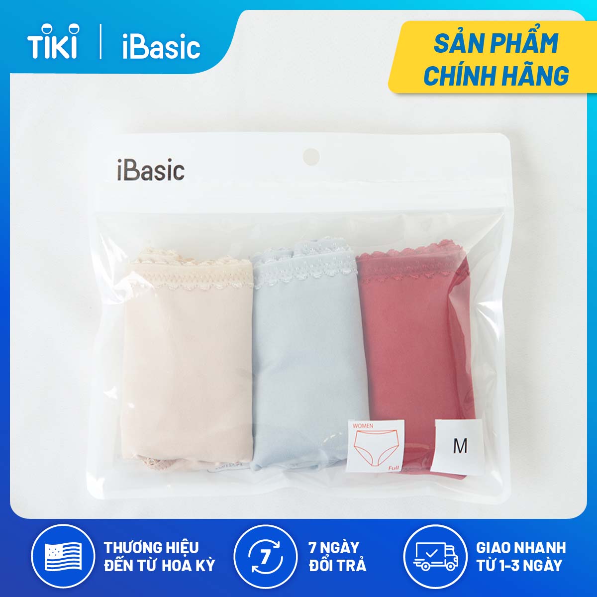 Set 3 quần lót nữ thun lạnh lưng cao iBasic PANW148