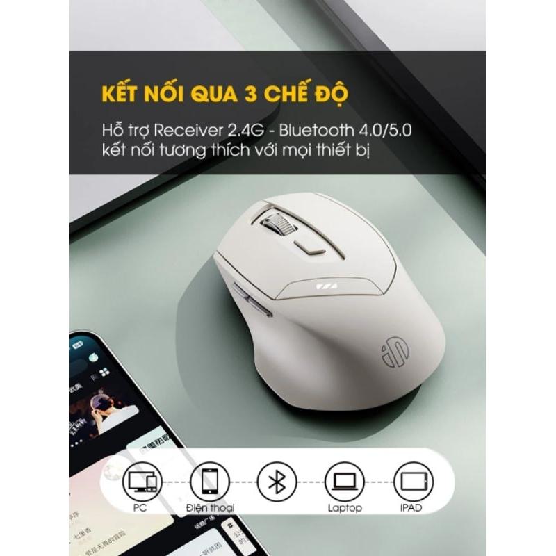 Chuột không dây bluetooth 5.0 sạc pin TEKKIN INPHIC DR6 tắt âm - hàng nhập khẩu