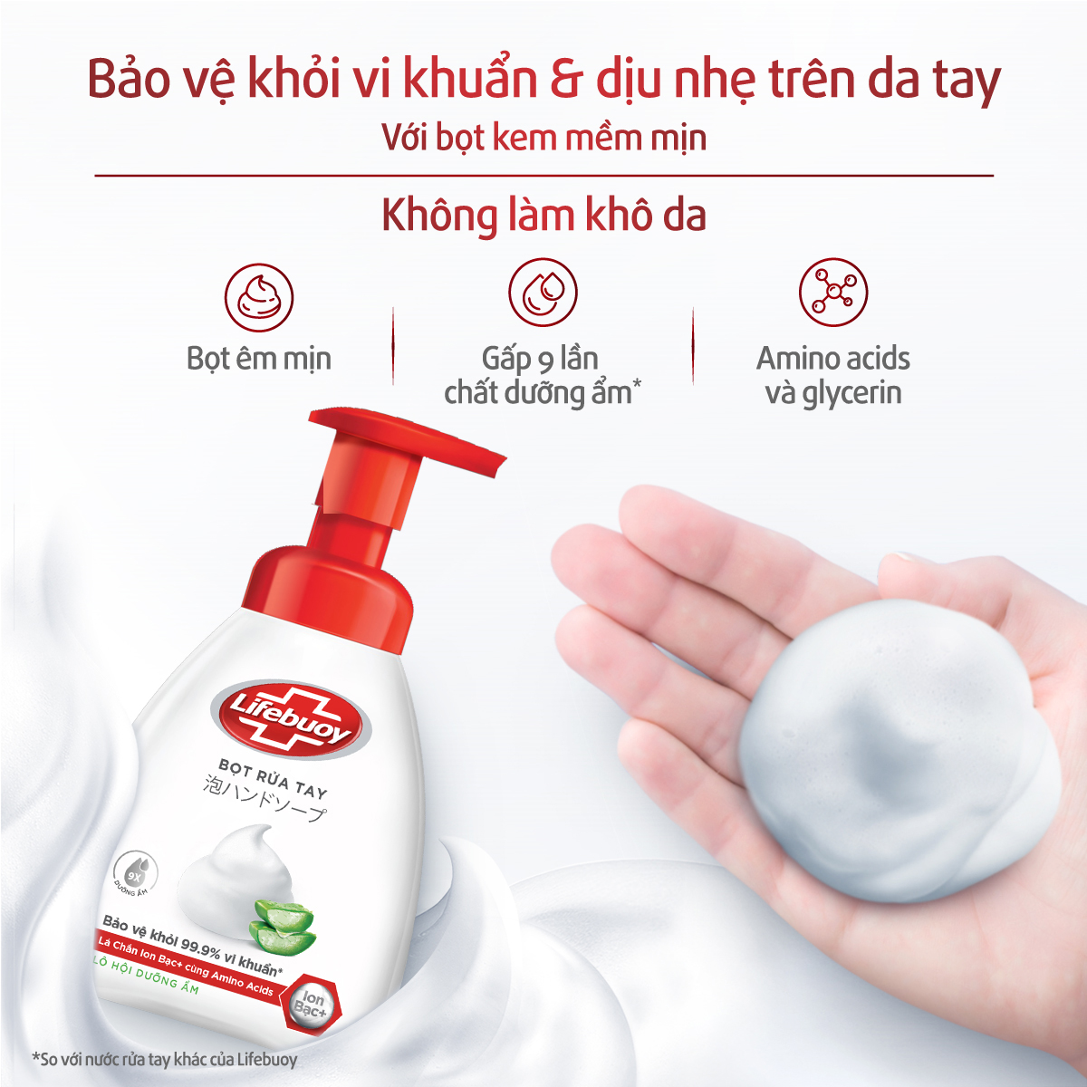 Bọt tắm dưỡng ẩm Lifebuoy hương Lô Hội 400ml