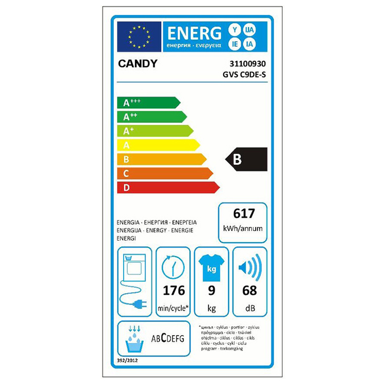 Máy sấy Candy 9 Kg GVS C9DE-S