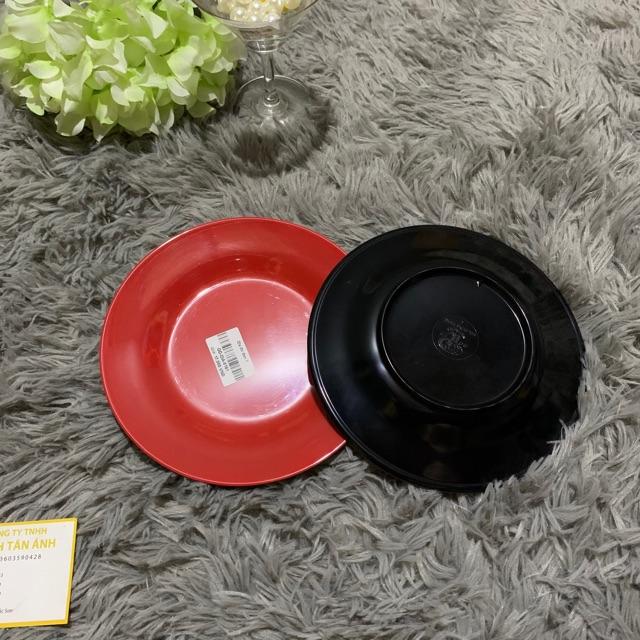 Dĩa nhựa màu đỏ đen 7