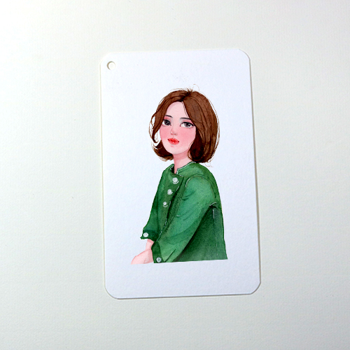 Giấy vẽ màu nước postcard cm - vẽ chì đẹp, lên màu không cong, giấy màu trắng kem 40 tờ/ xấp giấy dày 280gsm, Green Art