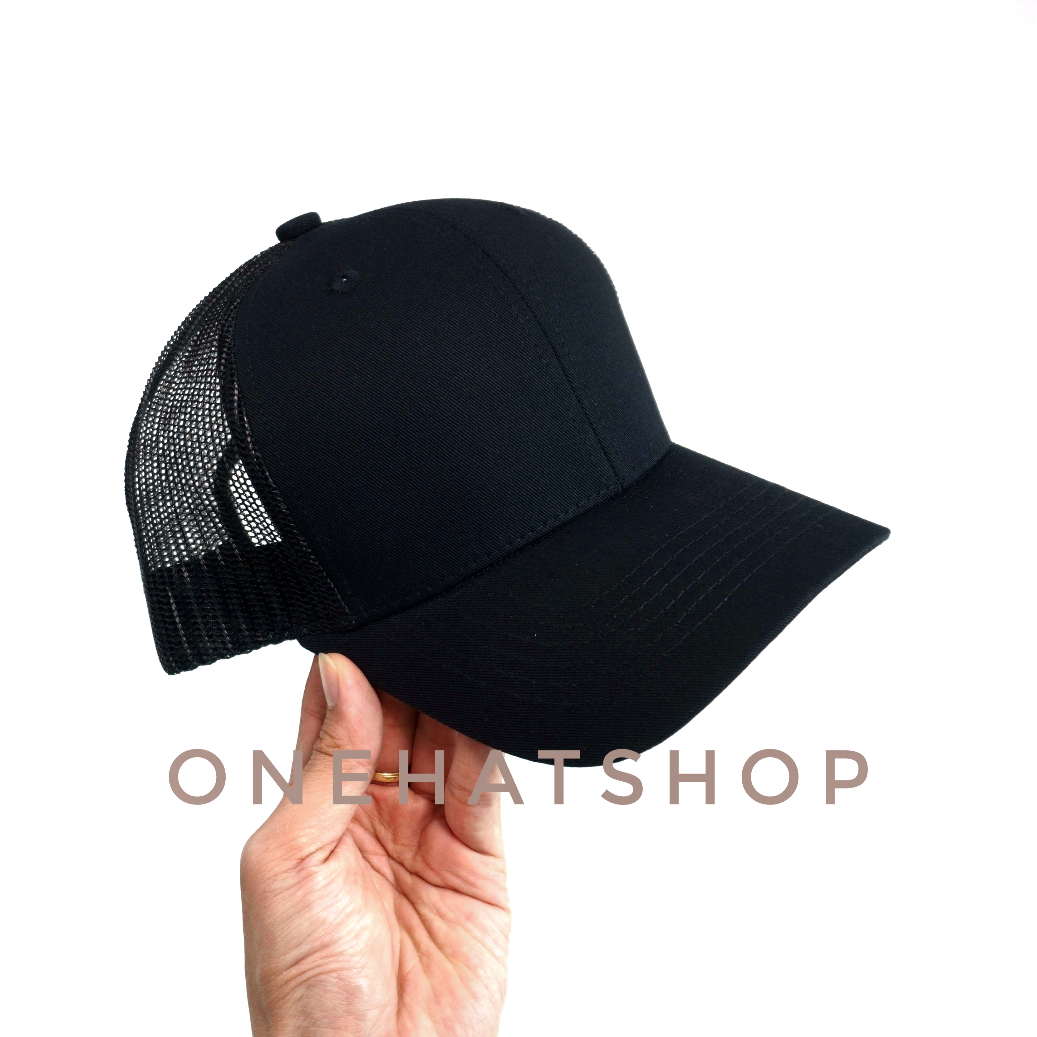 Nón kết trơn đen lưới fom Baseball cap brand One Hat