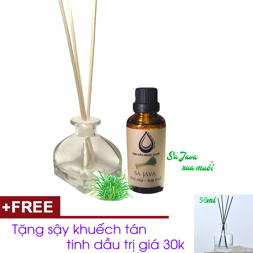 Combo tinh dầu sả java 30ml CỘNG lọ sậy khuếch tán Ngọc Tuyết TẶNG sậy khuếch tán tinh dầu