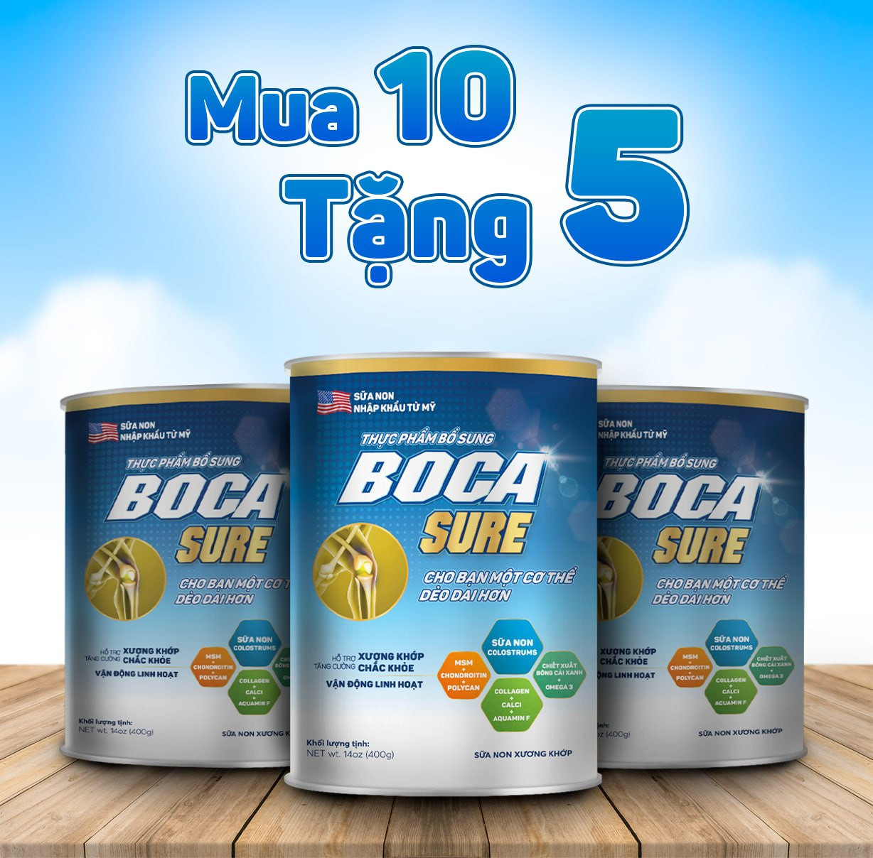 Combo 10 sữa non BOCA SURE và quà - Sữa dành cho người bị xương khớp