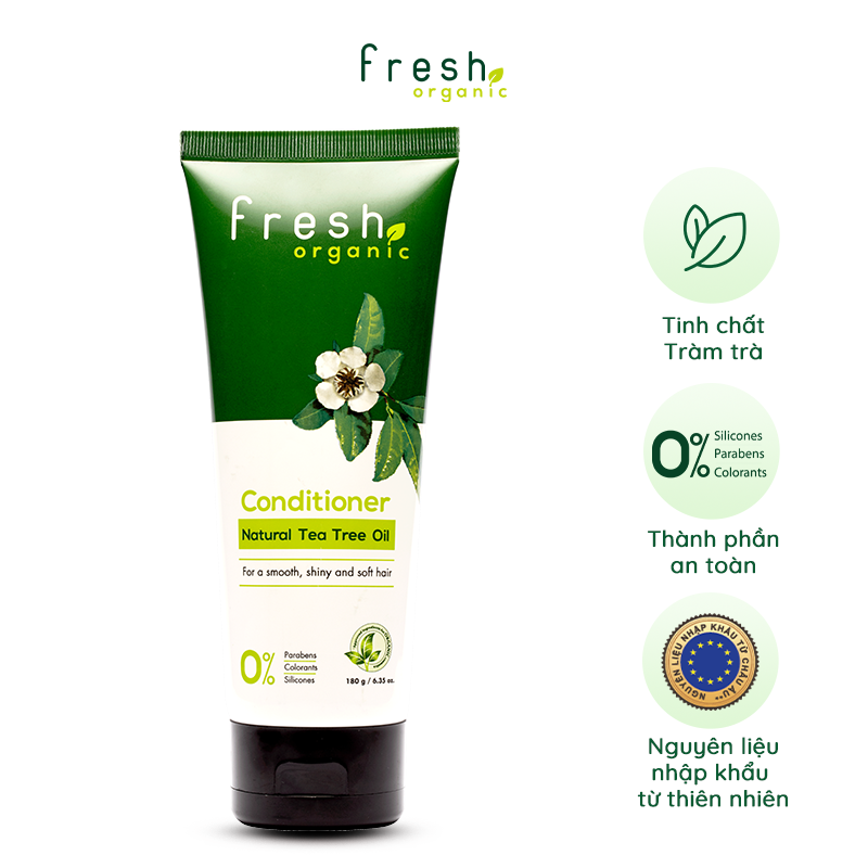 Bộ đôi gội xả Fresh Organic Trị gàu chiết xuất Tràm trà hữu cơ 500g + 180g