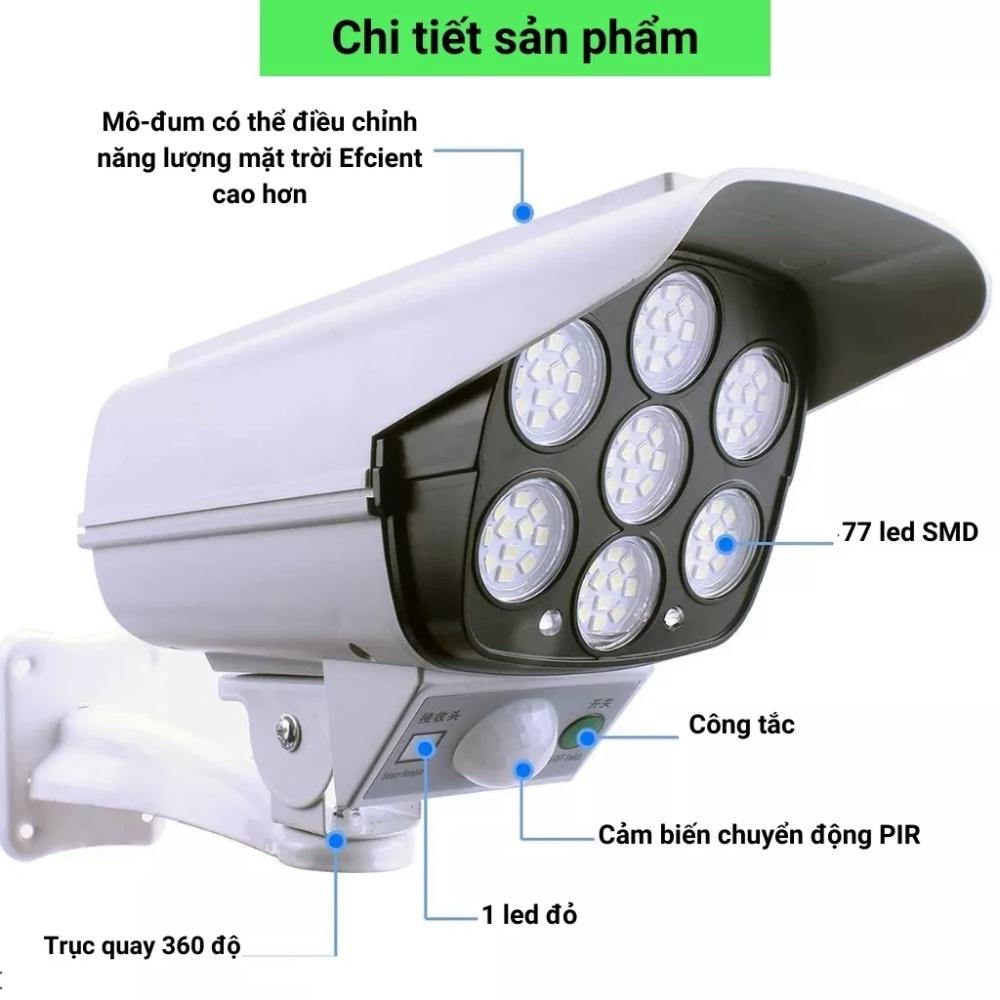 Đèn năng lượng mặt trời giả camera thông minh, cảm biến chuyển động tắt bật khi có chuyển động, kèm điều khiển từ xa