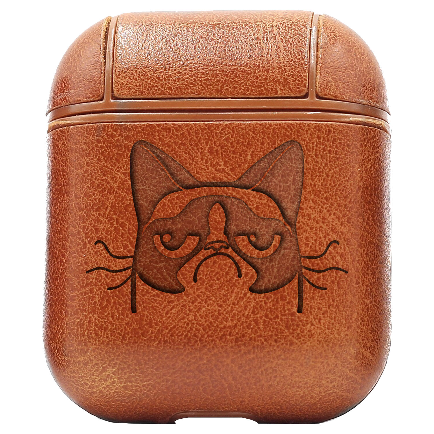 Bao Da Cover Apple Airpods 1 / 2 Premium  Khắc Hình Mèo Giận Dữ (Cat Angry Face Puppy)