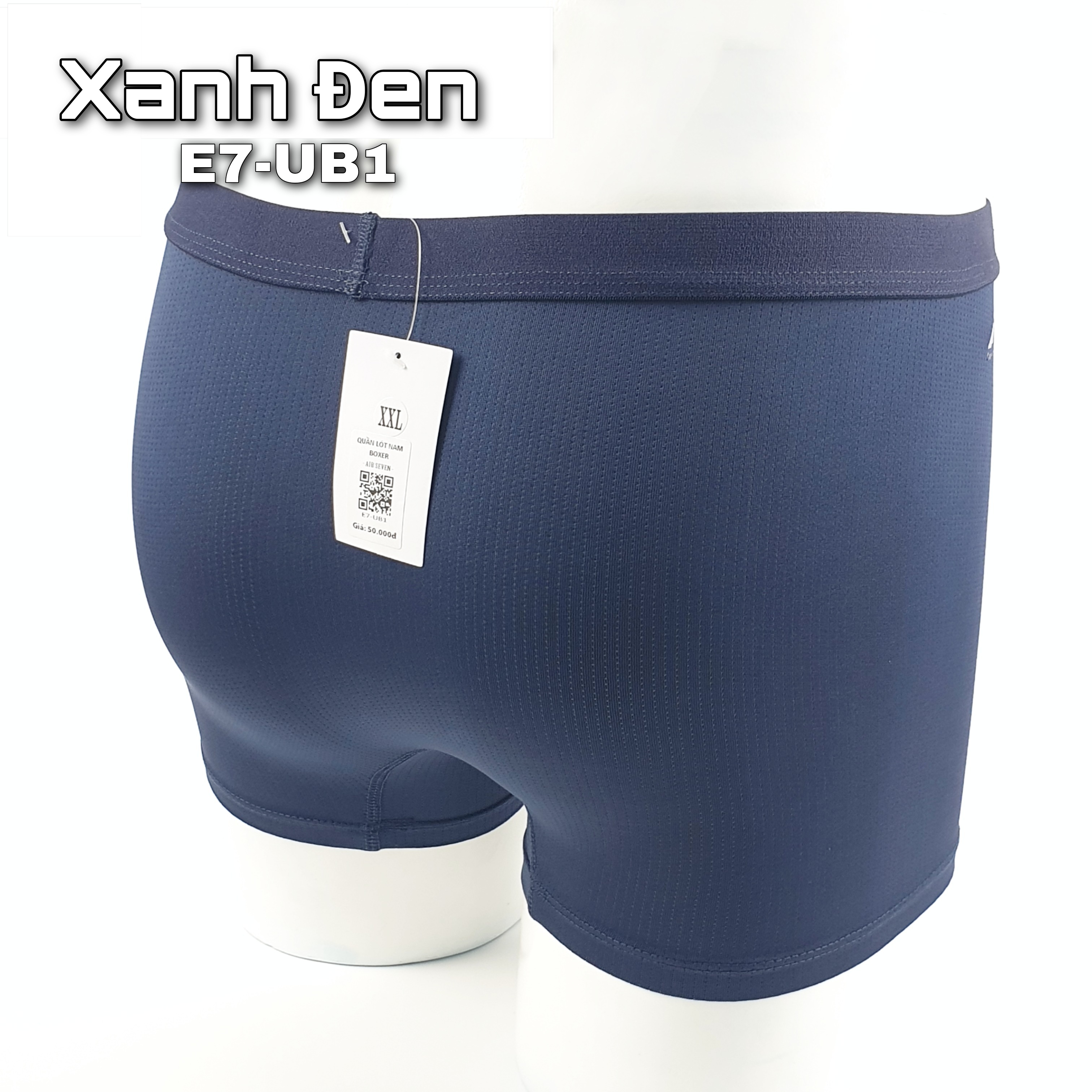 Quần lót nam Boxer co giãn 4 chiều, lưng thun nhỏ, công nghệ thoáng khí - màu Xanh đen