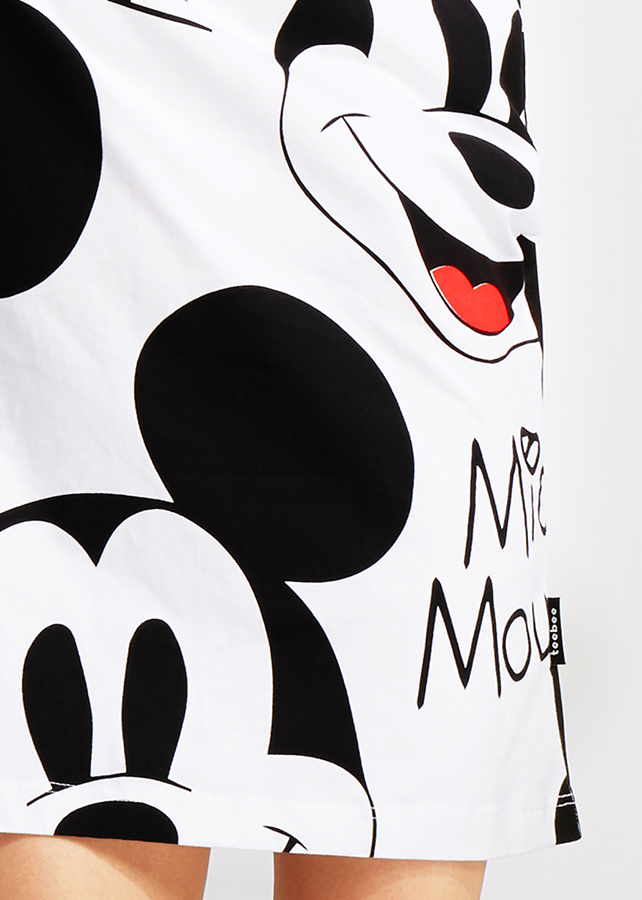 Đầm Thun Form Suông Mickey Face - Trắng
