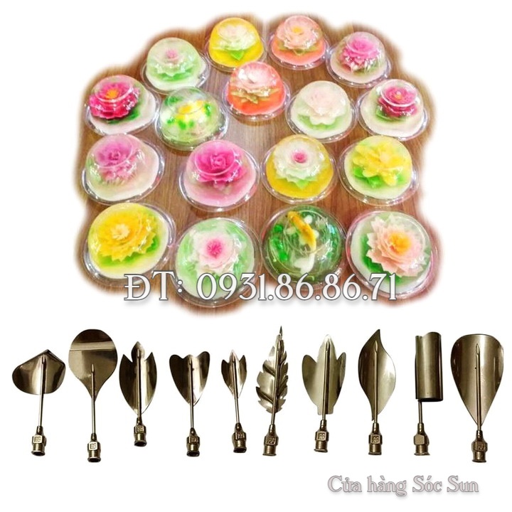 Bộ 10 dụng cụ làm thạch rau câu 3D - Tặng kèm xi lanh – Mã số 1090
