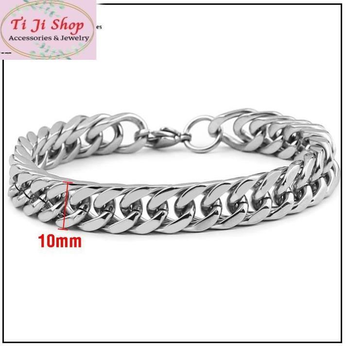 Lắc Tay Inox Nam Kiểu Lặc Đôi Vuông