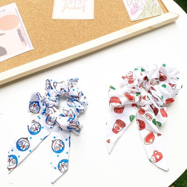 Cột tóc scrunchies nơ dễ thương