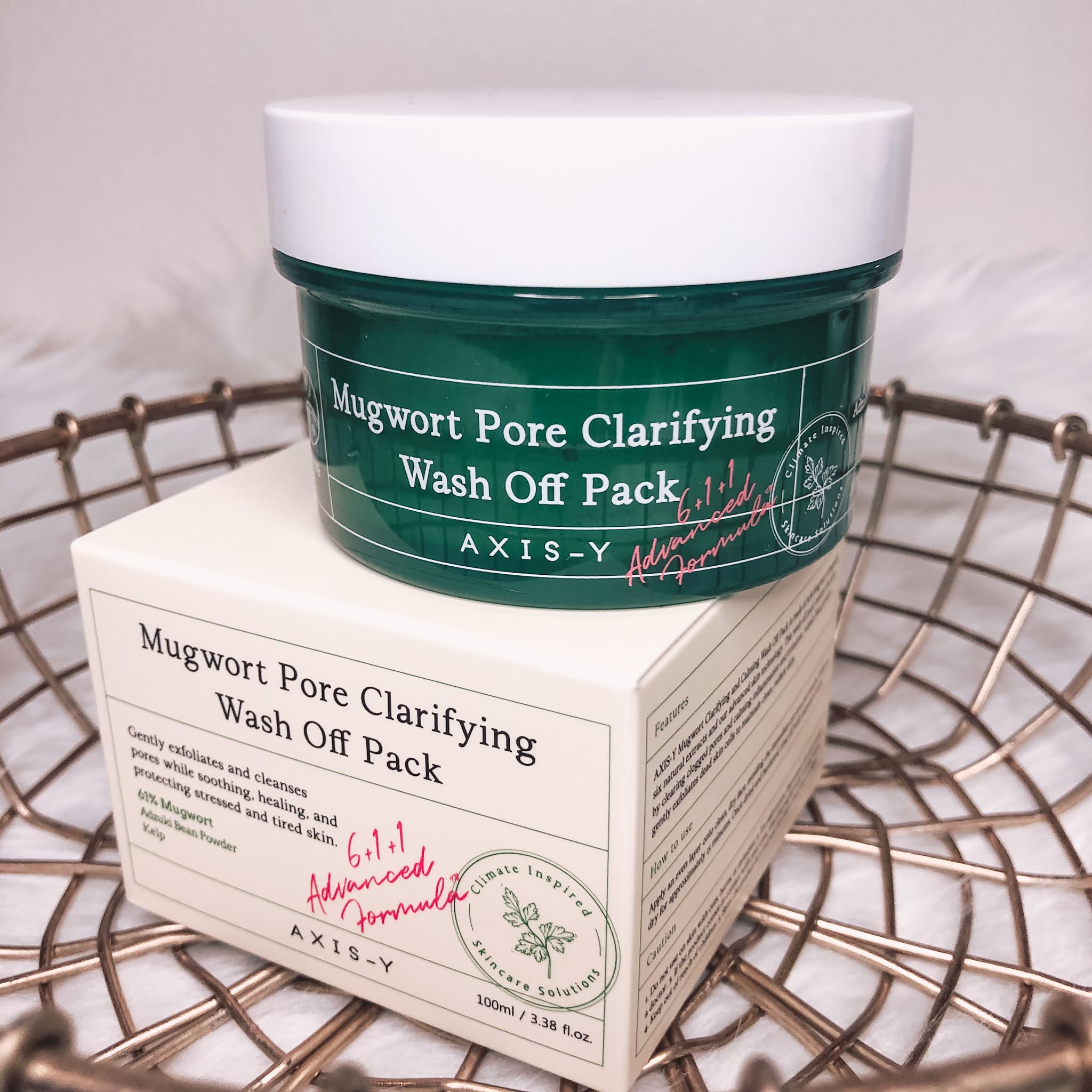 Mặt Nạ Ngải Cứu Đất Sét Làm Sạch Sâu Giảm Mụn Axis-Y Mugwort Pore Clarifying Wash Off Pack 100ml + + Tặng 1 mặt nạ Dr.Morita bất kỳ