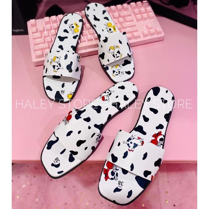 Dép nữ đế bệt quai ngang màu bò sữa siêu hot mùa hè 2021 HALEY STORE