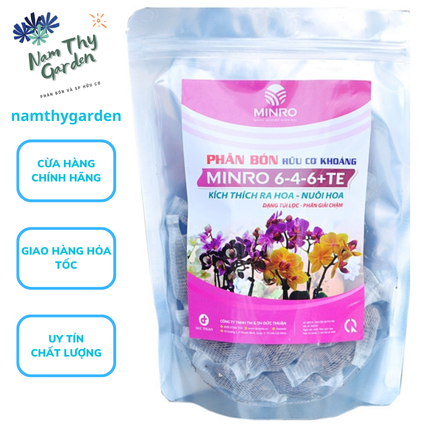 PHÂN BÓN DƯỠNG HOA, THÚC HOA LAN - HOA KIỂNG HỮU CƠ KHOÁNG 6-4-6+TE TAN CHẬM GÓI 450GR