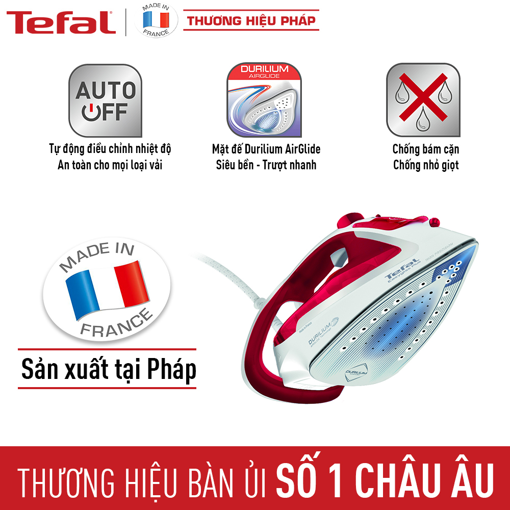 Bàn ủi hơi nước Tefal FV5717E0-2500W, sản xuất tại Pháp - Hàng chính hãng