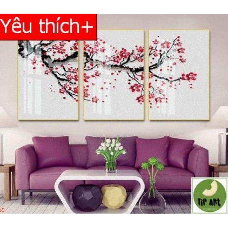 Tranh tráng gương hoa đào đỏ đẹp hơn tranh canvas