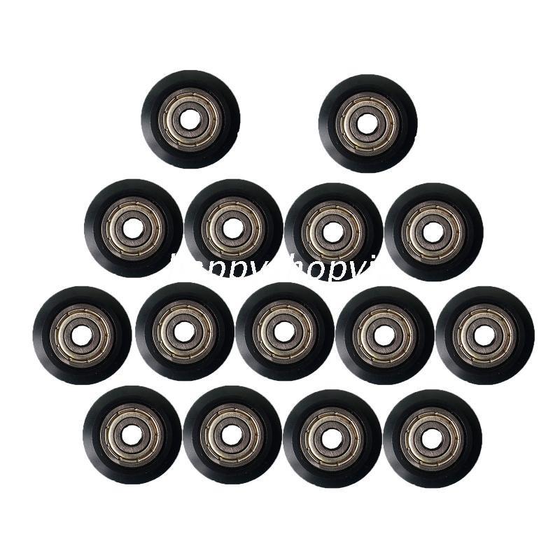 HSV 15pcs/set Plastic V Wheel with Bearing Idler Pulley Aluminum Profile Passive Round Wheel Palin Wheel for CR10 3D Printer Accessories Parts