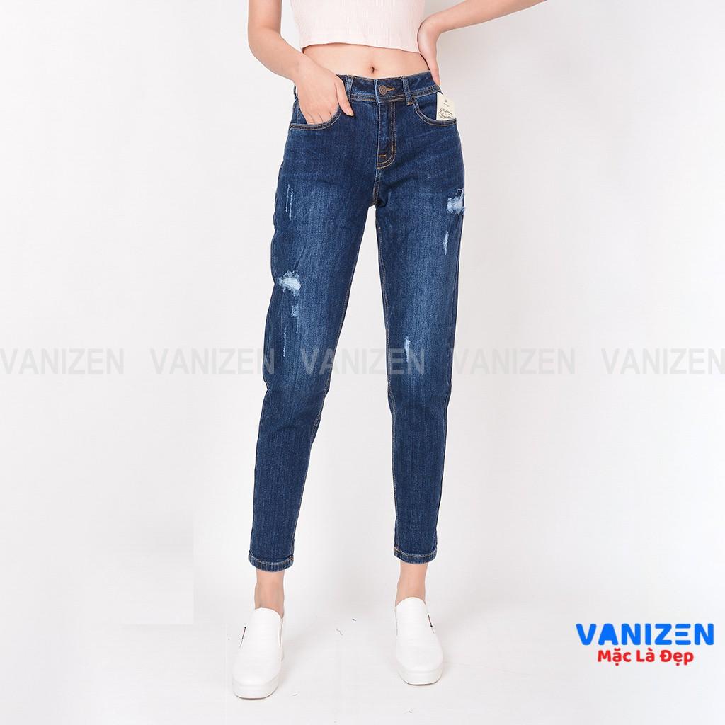 Quần jean nữ ống rộng baggy đẹp lưng cao cạp căn bản rách nhẹ hàng cao cấp mã 460 VANIZEN