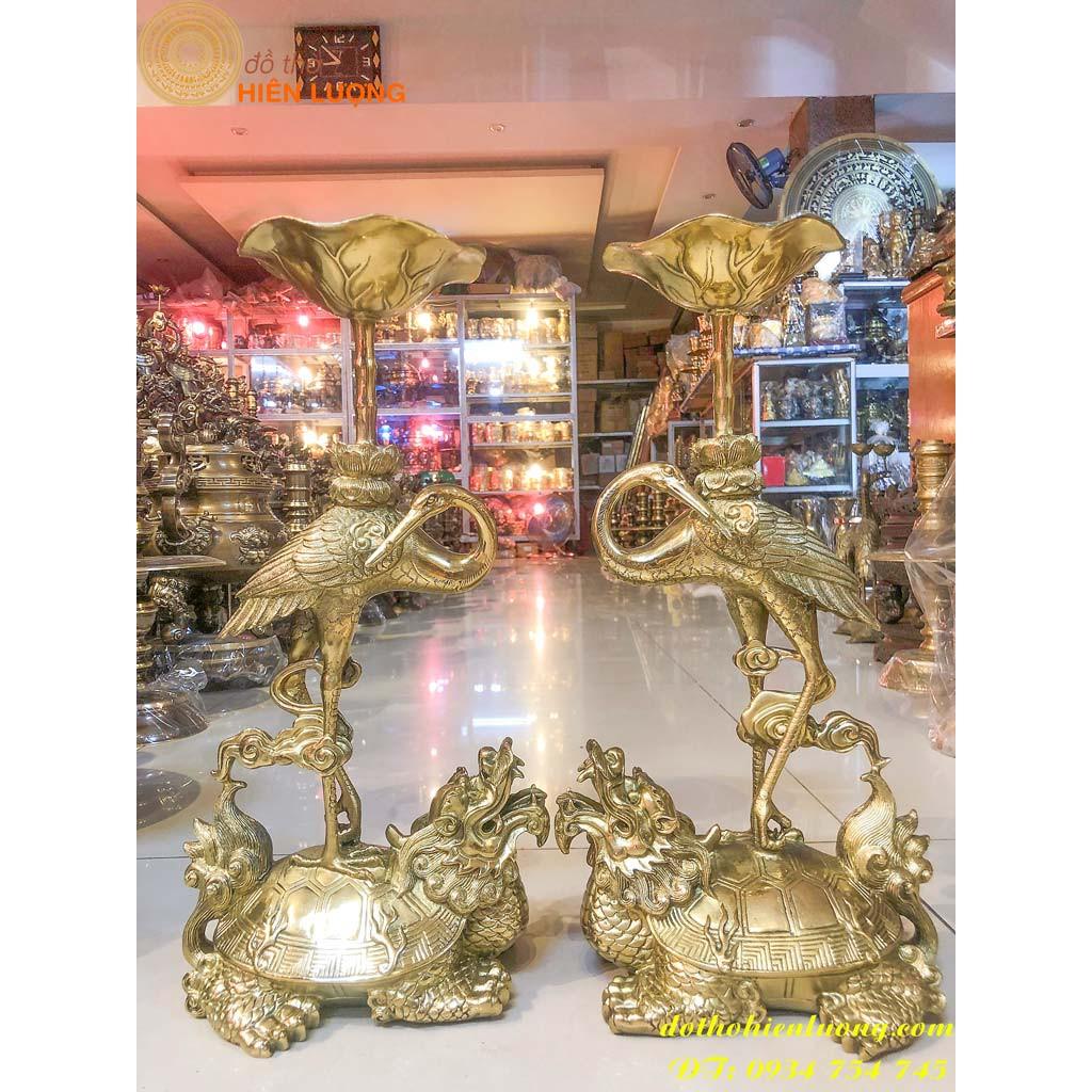 Bộ Đỉnh Song Long Chầu Nguyệt Màu Vàng Cao 60cm