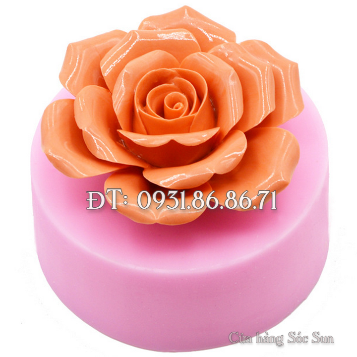 Khuôn silicon hoa hồng cánh cong loại 8 cm – Mã số 1599