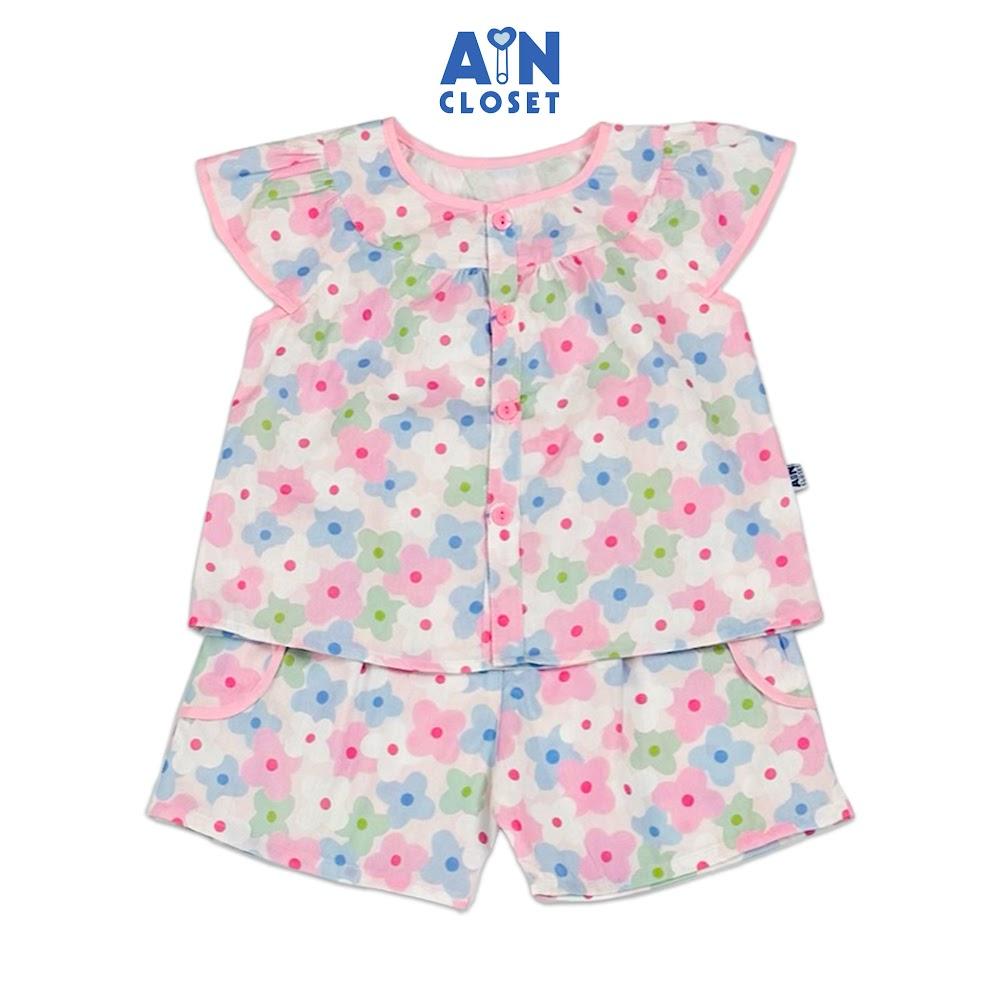 Bộ quần áo Ngắn bé gái họa tiết hoa Tử Đinh Hương Hồng Cotton - AICDBGDY0JUK - AIN Closet