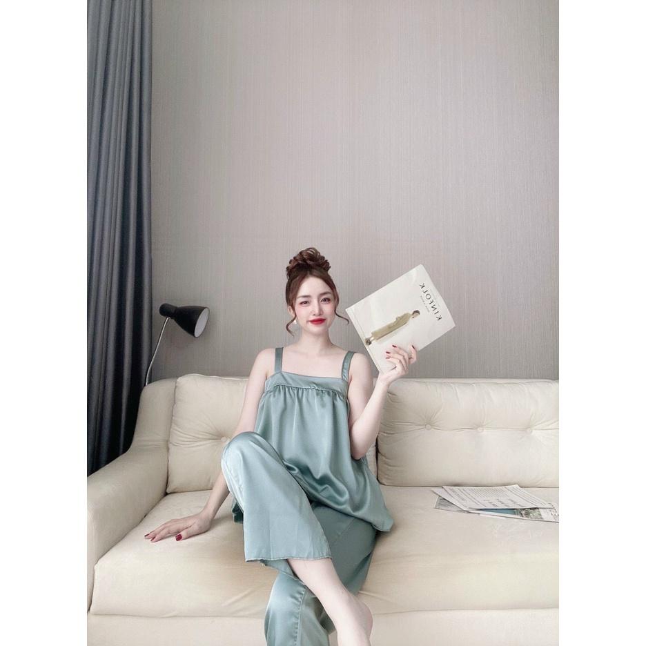 Giá Sôc Sét đồ ngủ 2 dây bảng quần dài đồ bộ lụa satin cao cấp vải mềm mịn