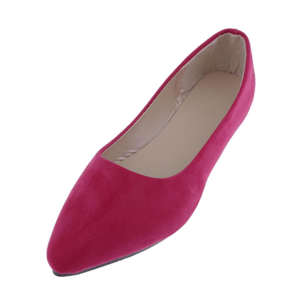 Women Casual Shallow Mouth Shoe Pointed Toe Shoe Working Flat Shoes Red 37