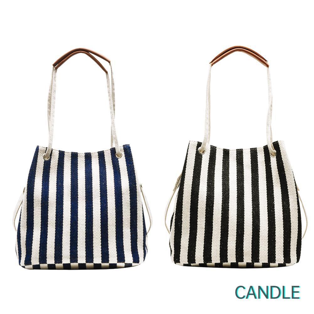 Túi Xách Canvas Cỡ Lớn Họa Tiết Sọc Thời Trang Cho Nữ