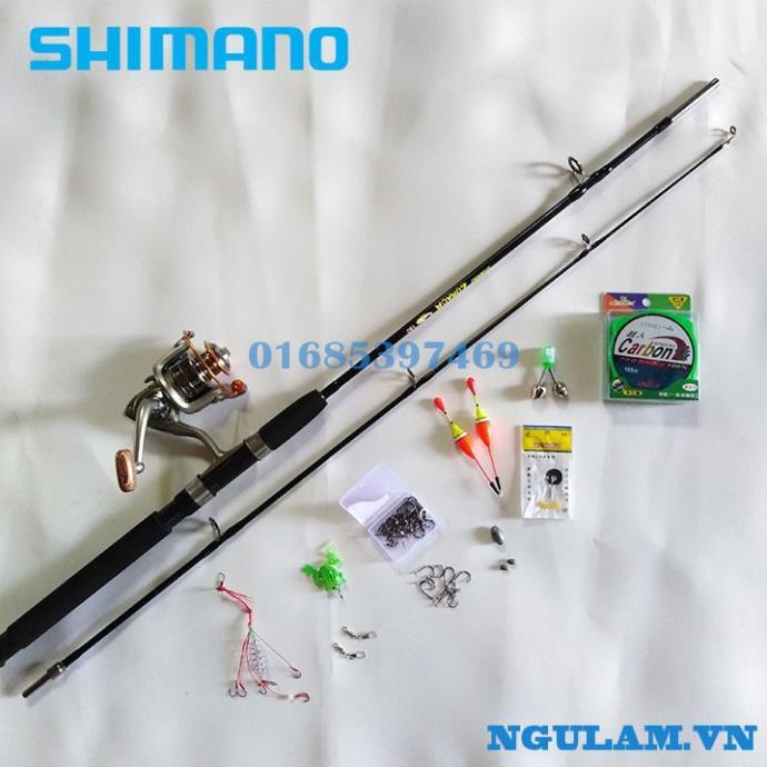 Bộ cần câu shimano 2 khúc 2m7 ,máy yumoshi lc 7000 kèm trọn bộ phụ kiện