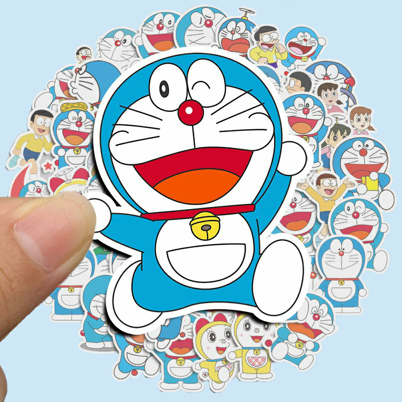 Sticker doraemon hài hước trang trí mũ bảo hiểm, đàn, guitar, ukulele, điện thoại laptop