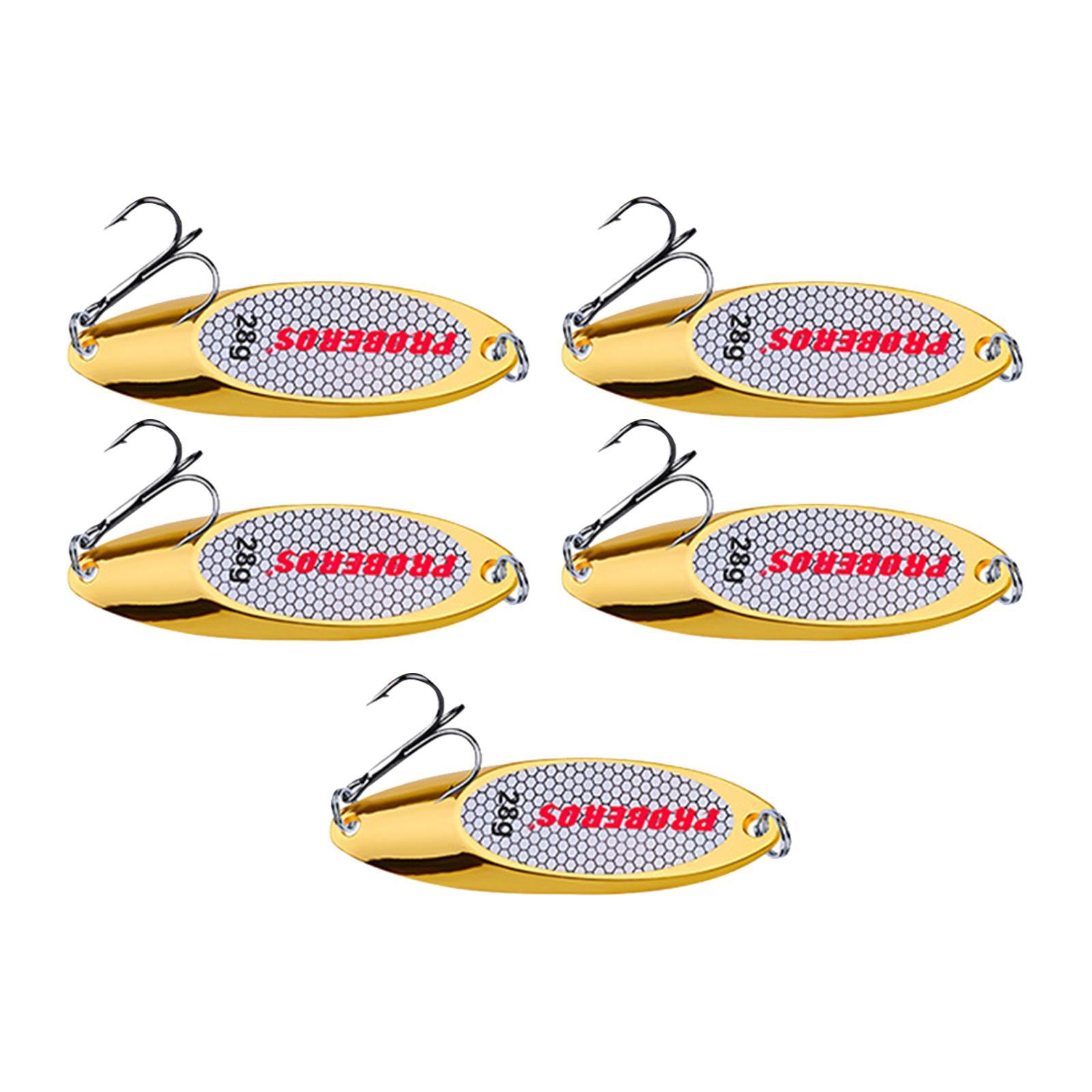 5 Pieces Fishing Spoons Lures Jigging Baits Hard with  Hooks Metal Casting Spoons Bass Baits and Lures for Trout Pike Fishing Equipment