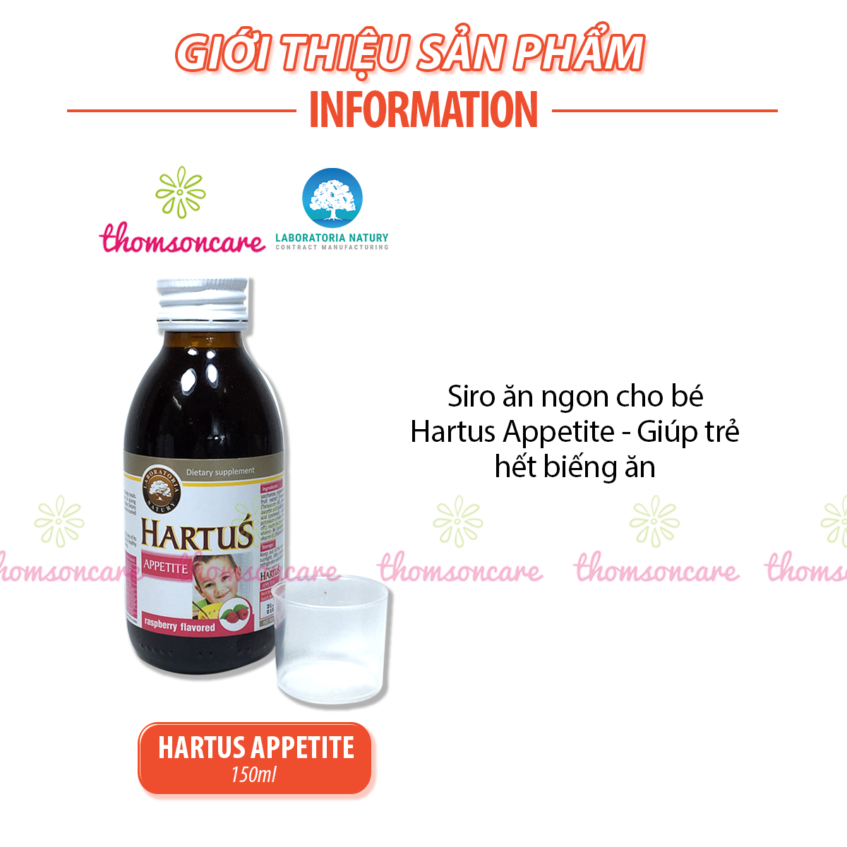 Siro ăn ngon cho bé Hartus Appetite - cho trẻ từ 6 tháng, 1, 2 tuổi giúp hết biếng ăn, tiêu hóa tốt chai 150ml dạng lỏng