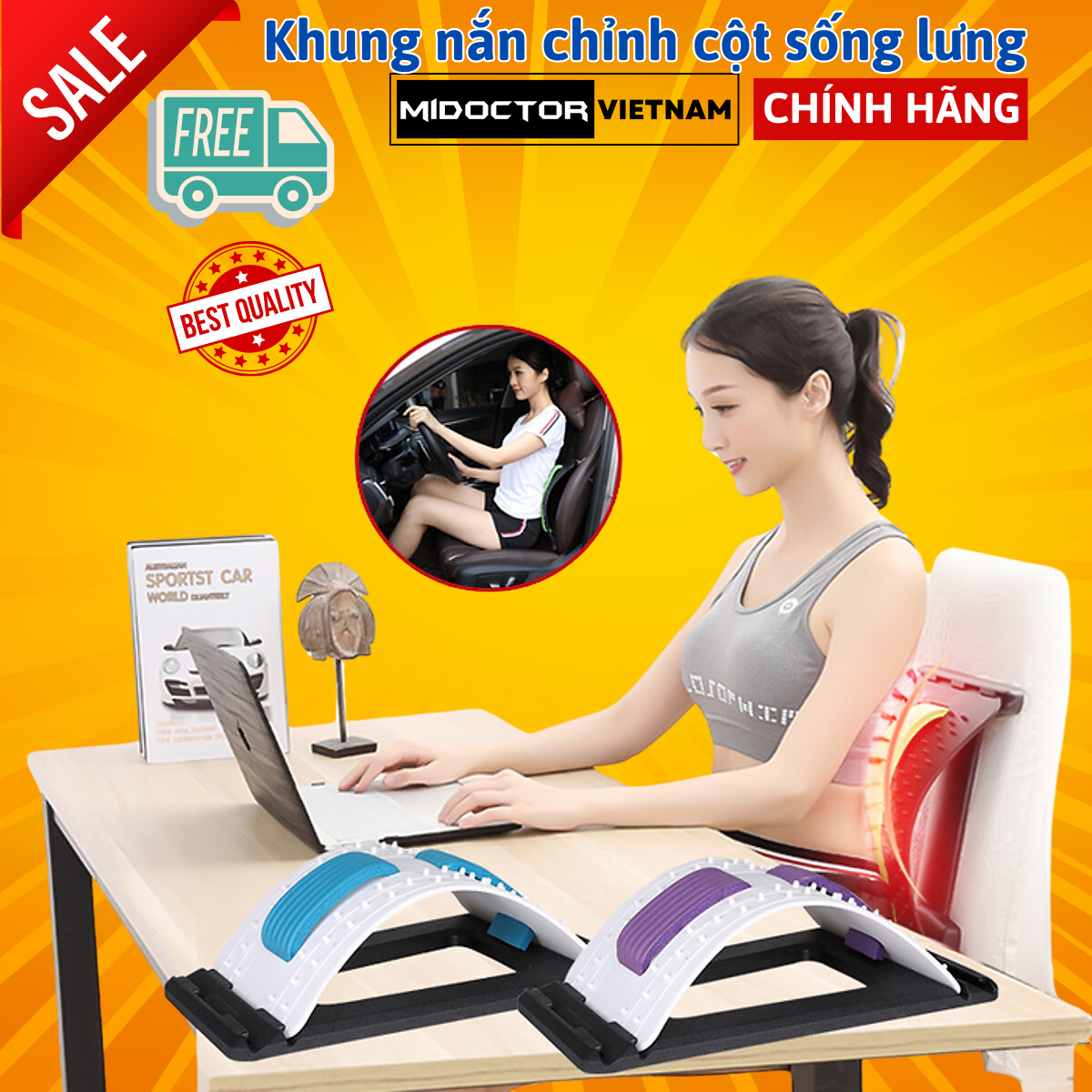 Khung nắn chỉnh cột sống, chống thoát vị đĩa đệm, thoái hóa, đau lưng, vai gáy (Giao màu ngẫu nhiên) - Gai Nhỏ miDoctor