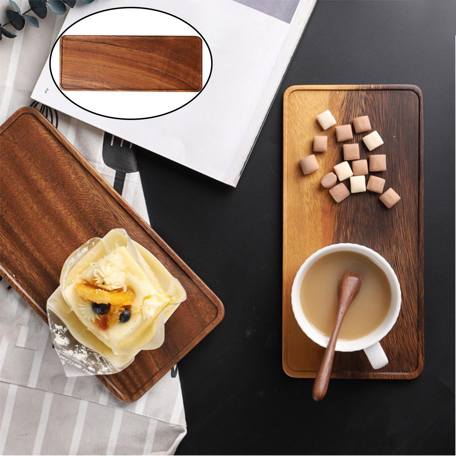 Wood Rectangular Tableware Serving Tray Food Fruit Plate Tea Serving Plate Snacks Food Storage Dish Serving Table Plate for Restaurant Home