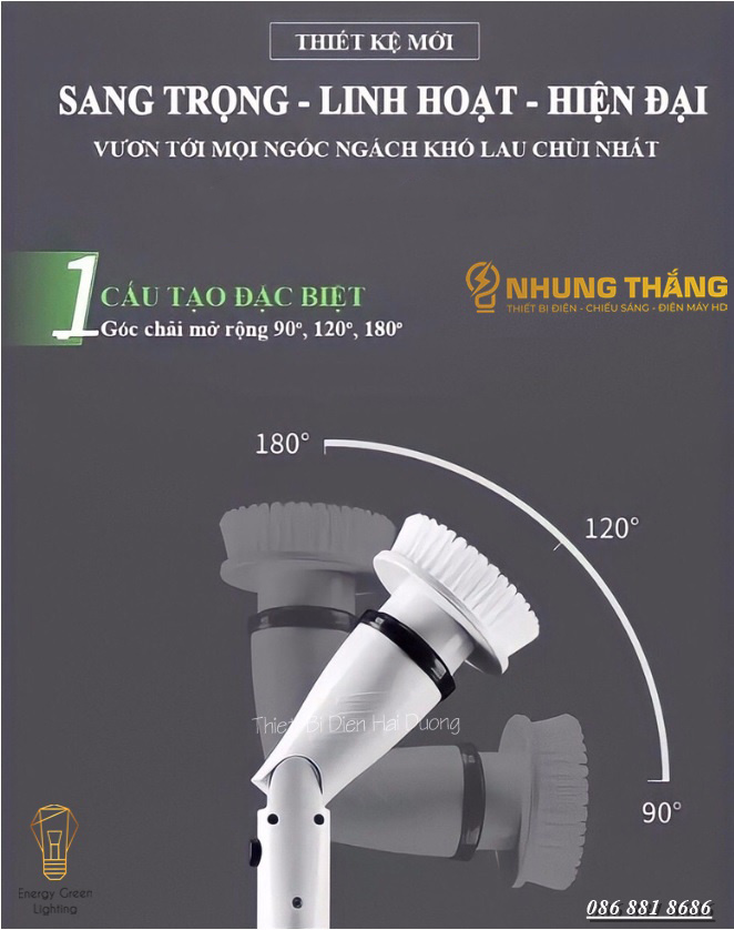 Máy Cọ Chà Sàn Vệ Sinh Tự Động MA-8825 - Pin 4000mah -  Bàn Chải Làm Sạch Vệ Sinh, Nhà Tắm Không Dây Với 4 Đầu Thay Thế - Có Video