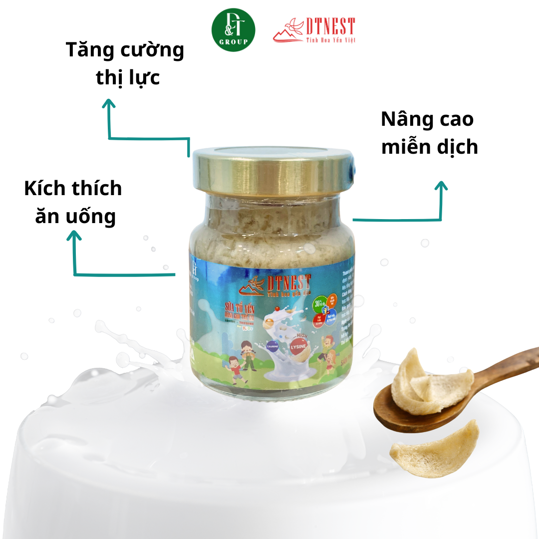 Đặc sản Khánh Hòa - Sữa yến trẻ em Lysine + Taurine 30% 70ml (Hũ lẻ) DT NEST DT FOOD