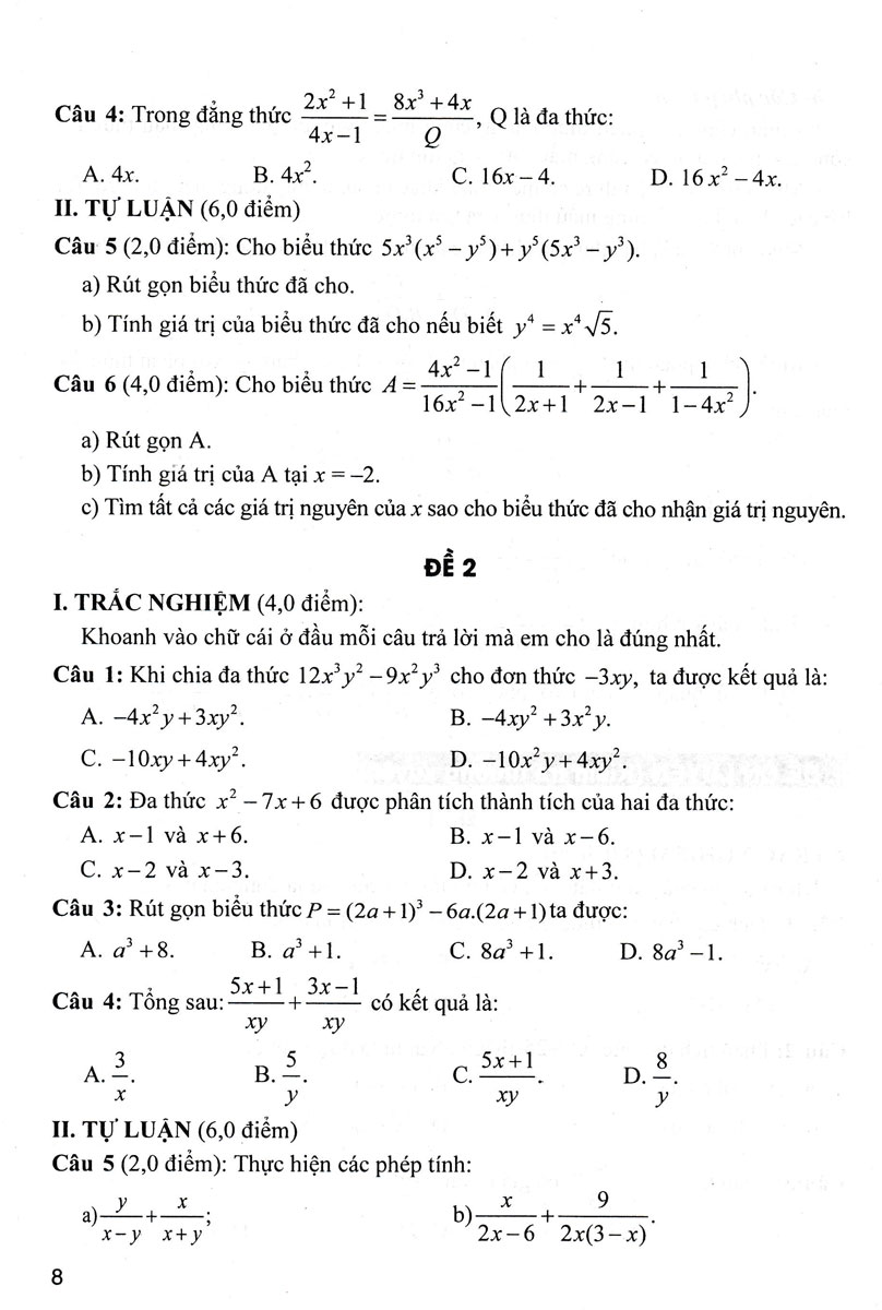 Bộ Đề Kiểm Tra Toán 8 _HA