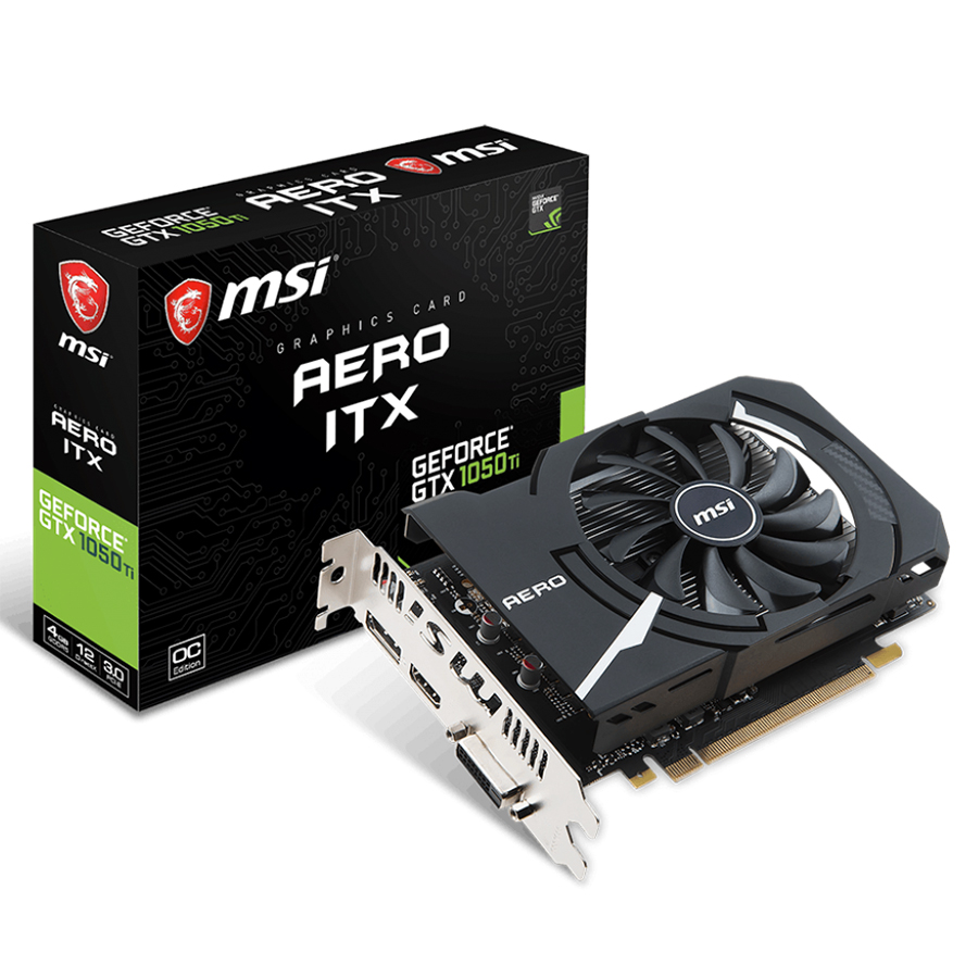 Card Màn Hình VGA MSI GTX 1050Ti AERO ITX OCV1 4GB GDDR5 128 Bit 1 Fan DisplayPort HDMI DL-DVI-D - Hàng Chính Hãng