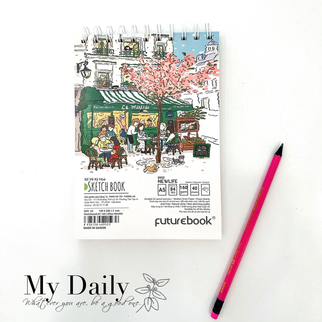Tập Vẽ Ký Hoạ (SketchBook) NEW LIFE- Khổ A5- Mã SP: S952- Phong cách Hàn Quốc- VPP FUTUREBOOK. (Giao Mẫu Ngẫu Nhiên)