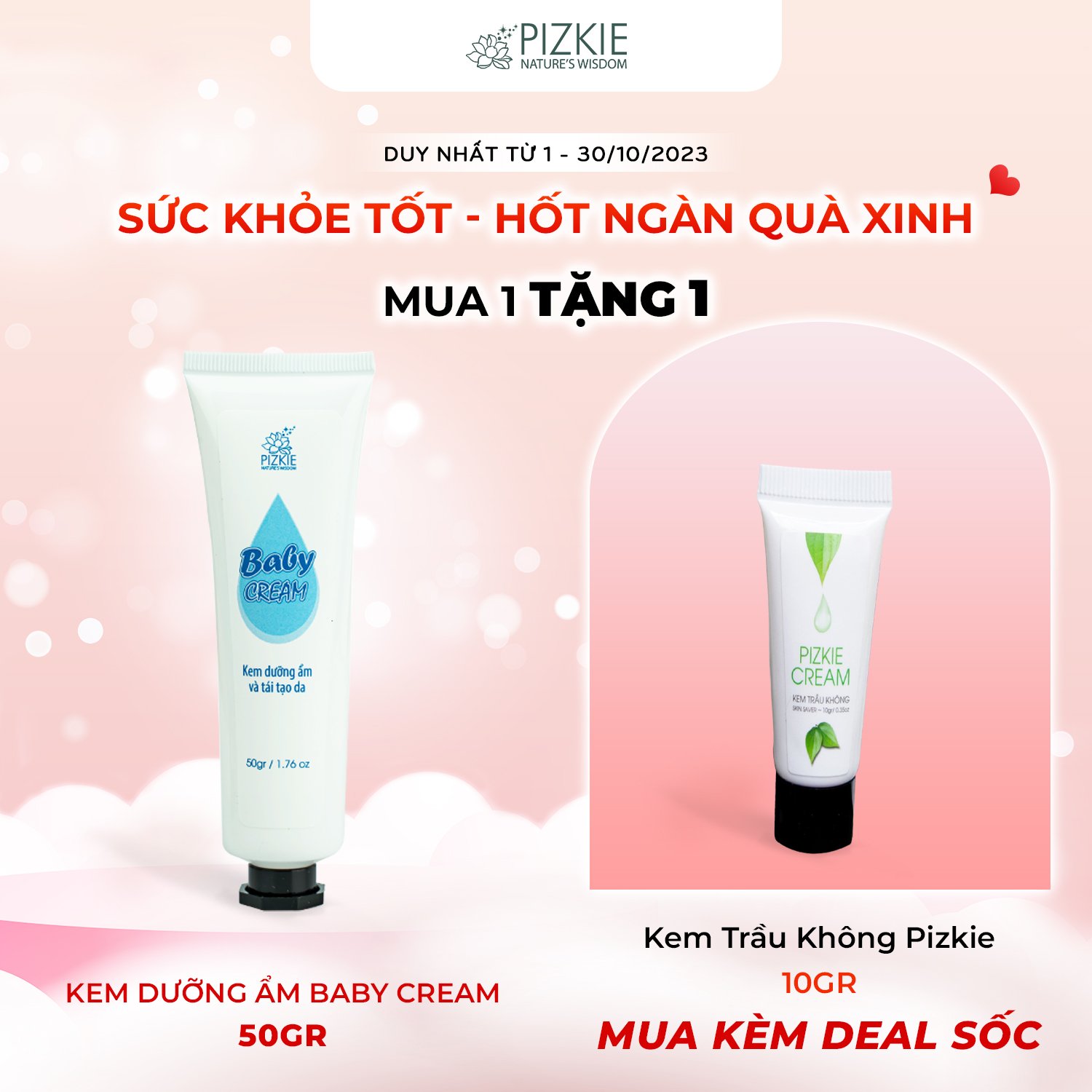 BABY CREAM PIZKIE Kem Dưỡng Ẩm, Giảm Nứt, Nẻ 50gr - Phục Hồi Da Khô, Dưỡng Da