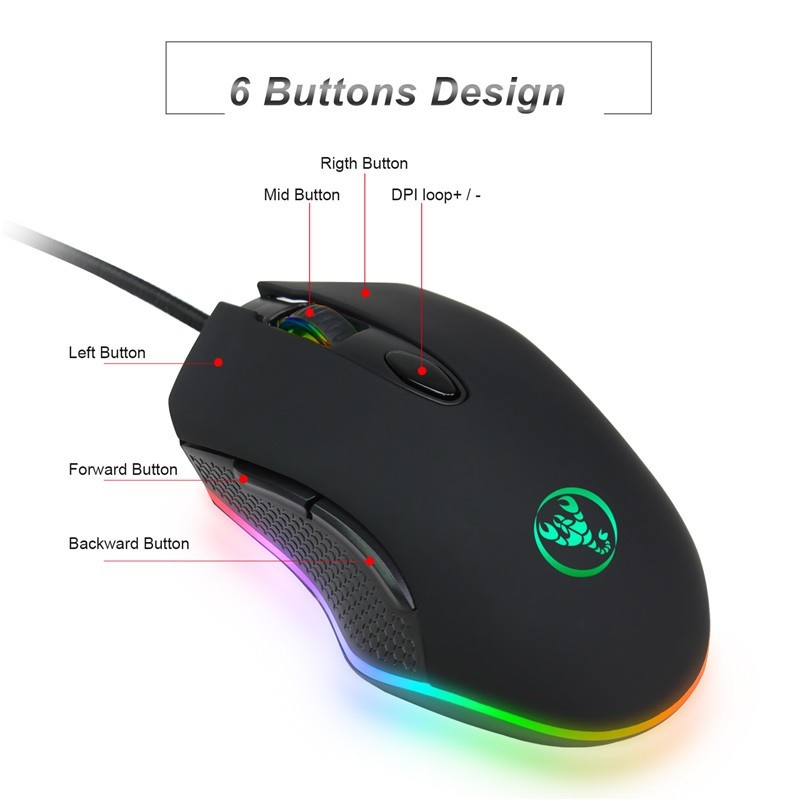 ROGTZ Chuột LED Gaming RGB 200-4800 DPI S500 - Hàng Nhập Khẩu